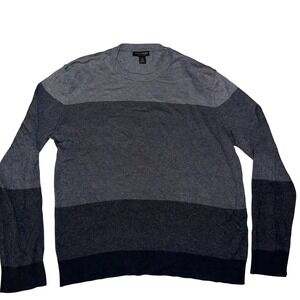 Gap Men Sweater Crewneck Long Sleeve Silk‎ Cotton Cashmere Gray Black L